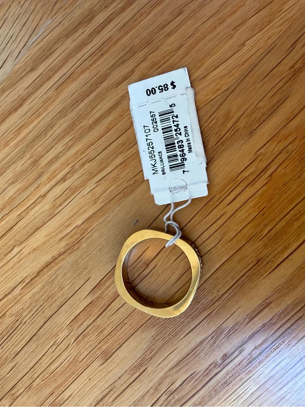 Michael Kors Gold Tone Pave Square “Brilliance”  Ring, approximate size 7